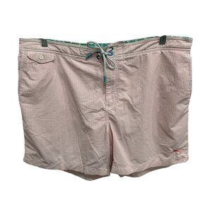 Tommy Bahama Pink White Striped Seersucker Mens Swim Shorts Sz XXL